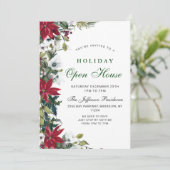 エレガントなポインセチアのクリスマスホリデーオープンハウス 招待状 (スタンド正面)