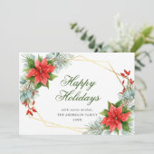 エレガントなポインセチアのクリスマスミスルトゥーの挨拶 シーズンカード (スタンド正面)