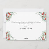 エレガントなポインセチアのクリスマスミスルトゥーの挨拶 シーズンカード (裏面)