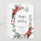エレガントなポインセチアのクリスマスミスルトゥーの挨拶 シーズンカード (正面)