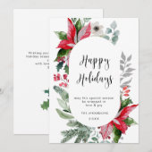 エレガントなポインセチアのクリスマスミスルトゥーの挨拶 シーズンカード (正面/裏面)