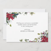 エレガントなポインセチアのクリスマスミスルトゥーの挨拶 シーズンカード (裏面)