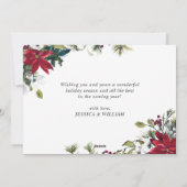 エレガントなポインセチアのクリスマスミスルトゥーの挨拶 シーズンカード (裏面)