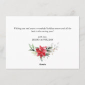 エレガントなポインセチアのクリスマスミスルトゥーの挨拶 シーズンカード (裏面)