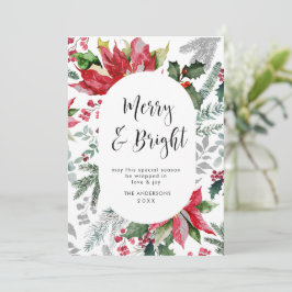 エレガントなポインセチアのクリスマスミスルトリーの挨拶 シーズンカード