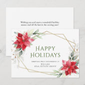 エレガントなポインセチアのクリスマス コーポレート グリーティング シーズンカード (正面/裏面)