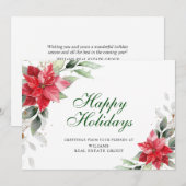 エレガントなポインセチアのクリスマス コーポレート グリーティング シーズンカード (正面/裏面)