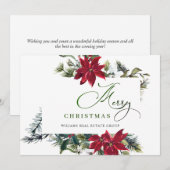 エレガントなポインセチアのクリスマス コーポレート グリーティング シーズンカード (正面/裏面)