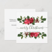 エレガントなポインセチアのクリスマス コーポレート グリーティング シーズンカード (正面/裏面)