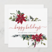 エレガントなポインセチアのクリスマス コーポレート グリーティング シーズンカード (正面/裏面)