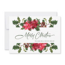 エレガントなポインセチアのクリスマス コーポレート グリーティング