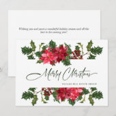 エレガントなポインセチアのクリスマス コーポレート グリーティング シーズンカード (正面/裏面)