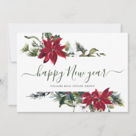 エレガントなポインセチアのクリスマス コーポレート グリーティング シーズンカード