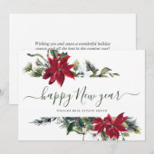 エレガントなポインセチアのクリスマス コーポレート グリーティング シーズンカード (正面/裏面)