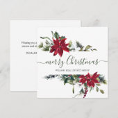エレガントなポインセチアのクリスマス コーポレート グリーティング シーズンカード (正面/裏面)