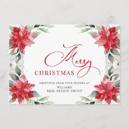 エレガントなポインセチアのクリスマス コーポレート グリーティング シーズンカード
