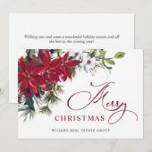 エレガントなポインセチアのクリスマス コーポレート グリーティング シーズンカード (正面/裏面)
