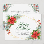 エレガントなポインセチアのクリスマス コーポレート グリーティング シーズンカード (正面/裏面)