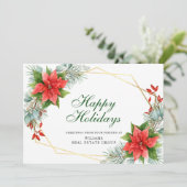 エレガントなポインセチアのクリスマス コーポレート グリーティング シーズンカード (スタンド正面)