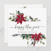 エレガントなポインセチアのクリスマス コーポレート グリーティング シーズンカード (正面/裏面)