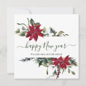 エレガントなポインセチアのクリスマス コーポレート グリーティング シーズンカード (正面)