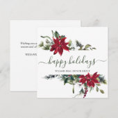 エレガントなポインセチアのクリスマス コーポレート グリーティング シーズンカード (正面/裏面)