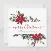 エレガントなポインセチアのクリスマス コーポレート グリーティング シーズンカード (正面)