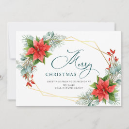 エレガントなポインセチアのクリスマス コーポレート グリーティング シーズンカード