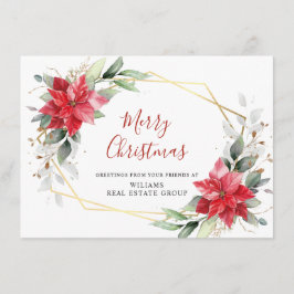 エレガントなポインセチアのクリスマス コーポレート グリーティング シーズンカード
