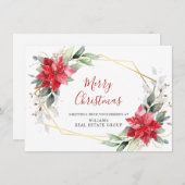エレガントなポインセチアのクリスマス コーポレート グリーティング シーズンカード (正面/裏面)