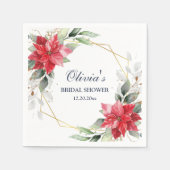 エレガントなポインセチアの冬のグリーン ブライダルシャワー スタンダードカクテルナプキン (正面)