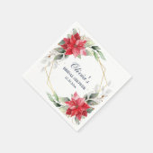 エレガントなポインセチアの冬のグリーン ブライダルシャワー スタンダードカクテルナプキン (角)