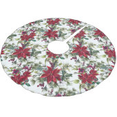 エレガントなポインセチアの花束パターン ブラッシュドポリエステルツリースカート (アングル)