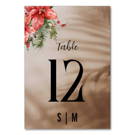 エレガントなポインセチアの花束 テーブルナンバー (正面)