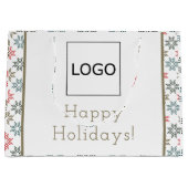 エレガントなポインセチアモチーフのクリスマス ロゴ ラージペーパーバッグ (正面)