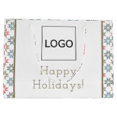 エレガントなポインセチアモチーフのクリスマス ロゴ ラージペーパーバッグ (裏面)