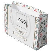エレガントなポインセチアモチーフのクリスマス ロゴ ラージペーパーバッグ (裏面アングル)