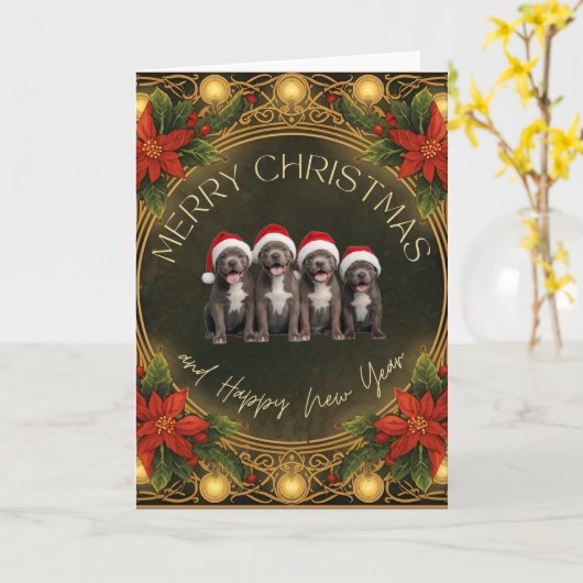 エレガントなポインセチア ゴールドのフィリグリーとライト カード (黄色い花)