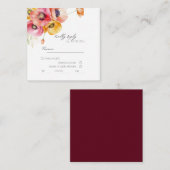 エレガントなポピー花のウェディング出欠確認カード エンクロージャーカード (正面/裏面)