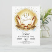 エレガントなマイルストーン デジタル ゴールド 40歳の誕生日 招待状 (スタンド正面)