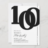 エレガントなマイルストーン 100歳の誕生日パーティー招待状 招待状 (正面)