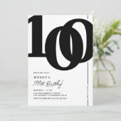 エレガントなマイルストーン 100歳の誕生日パーティー招待状 招待状 (スタンド正面)