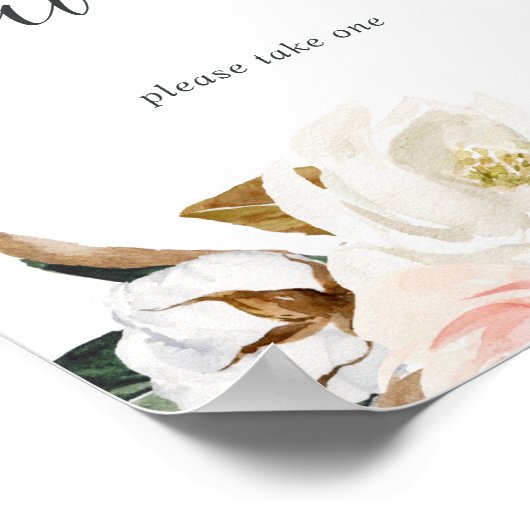 エレガントなマグノリアのウェディングギフトサイン ポスター (角)