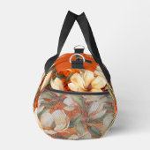 エレガントなマグノリアの花柄パターン オーダーメイド名前 ダッフルバッグ (右)