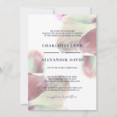 エレガントなマグノリア ピンクとホワイトのウェディング 招待状 (正面)