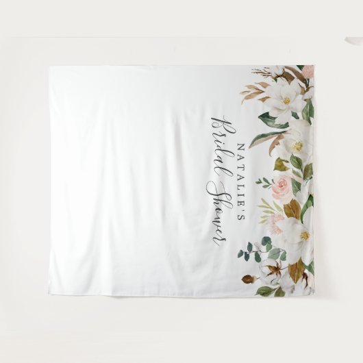 エレガントなマグノリア ブライダルシャワー フォトプロップ バックドロップ タペストリー (正面(横))