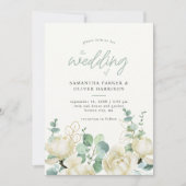 エレガントなマグノリア ユーカリ ウェディングの詳細と 招待状 (正面)