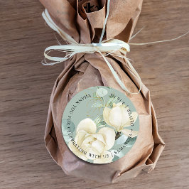 エレガントなマグノリア ユーカリ 感謝 結婚式 ラウンドシール