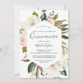 エレガントなマグノリア | 白とピンクのキンセアニエラ 招待状 (正面)