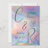 エレガントなマザー・オブ・パール カラフルな Save the Date 招待状 (裏面)